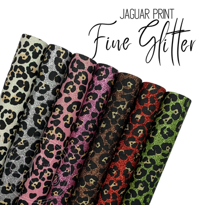 Jaguar Print Fine Glitter Canvas Faux Leather Fabric Sheets