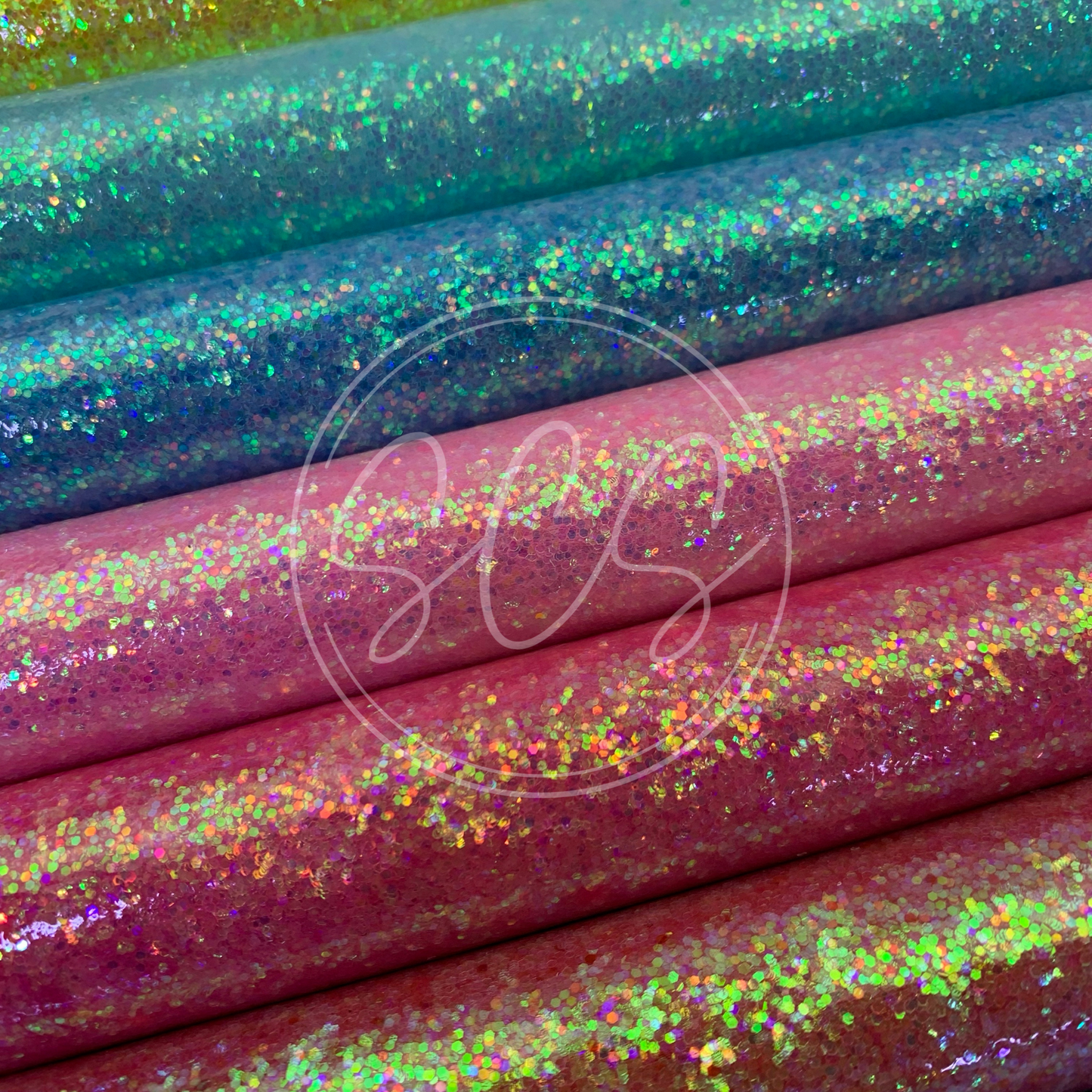 Smooth Patent AB Chunky Glitter Canvas Faux Leather Fabric Sheets