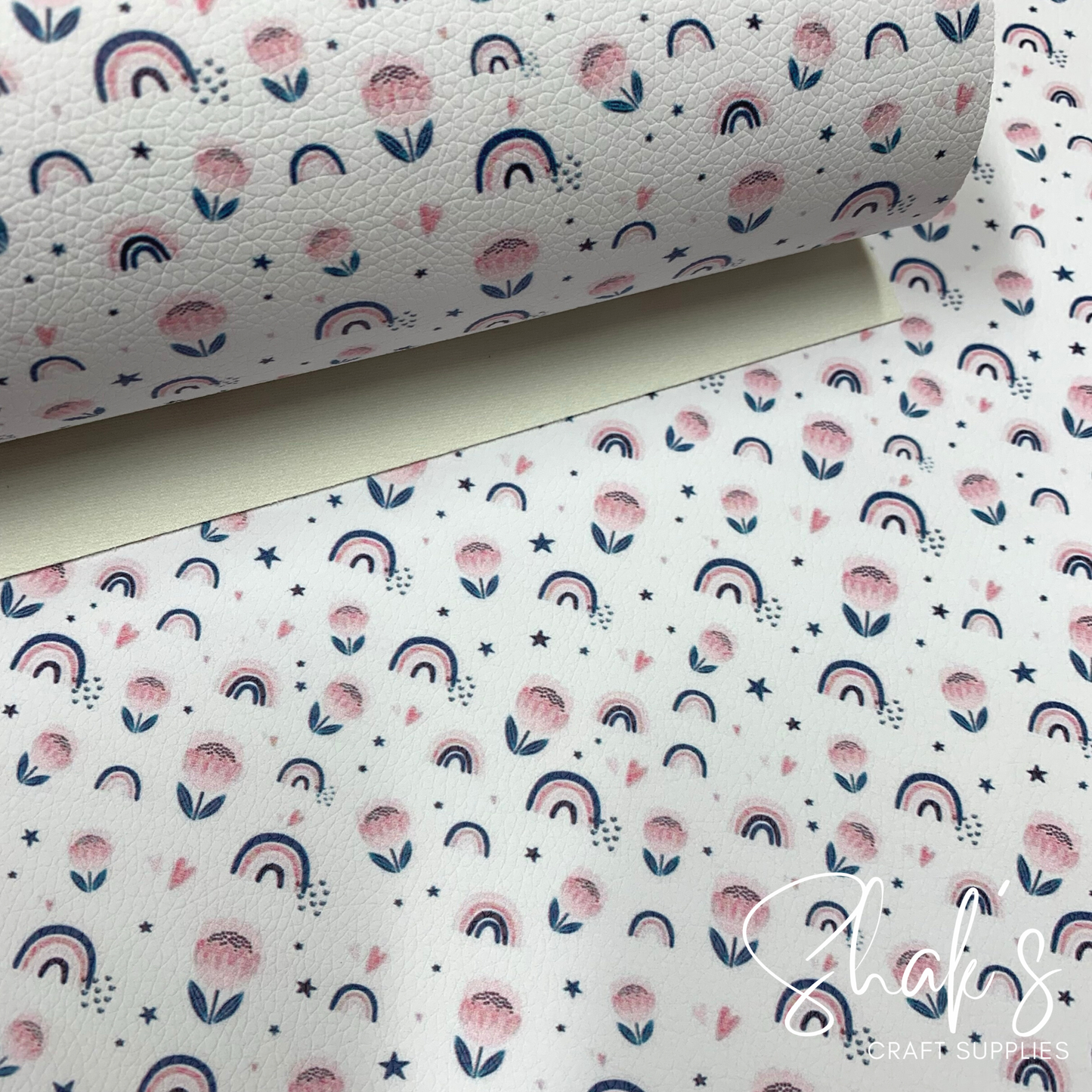 Floral Print Pebble Vegan Leather Sheet
