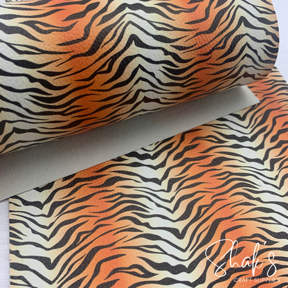 Tiger Animal Print Pebble Vegan Leather Sheet