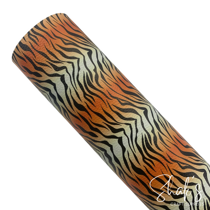 Tiger Animal Print Pebble Vegan Leather Sheet