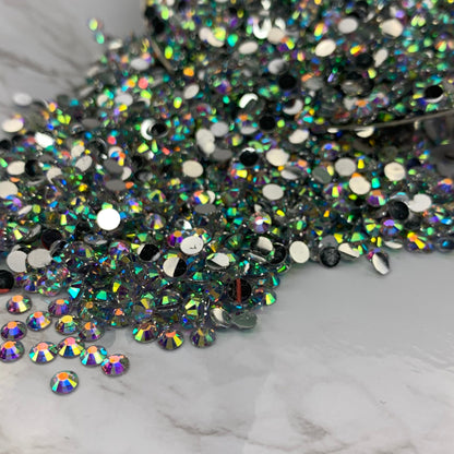 Crystal AB | Premium Silver Bottom Resin Rhinestones | Non Hotfix | 3mm, 4mm or 5mm | Flatback