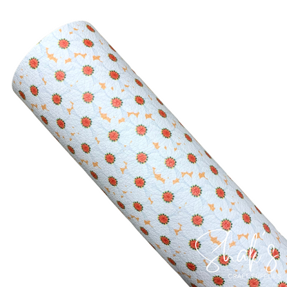 Floral Print Pebble Vegan Leather Sheet