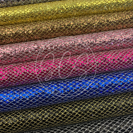 Diamond Laced Lattice Chunky Glitter Canvas Faux Leather Sheets