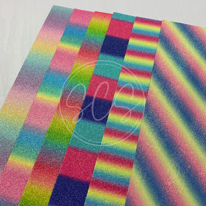 Ombré Fine Glitter Canvas Faux Leather Fabric Sheets