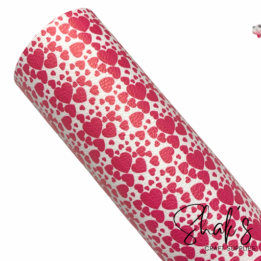 Pink Hearts Pebbled Vegan Leather Sheet