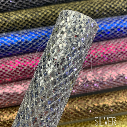 Diamond Laced Lattice Chunky Glitter Canvas Faux Leather Sheets