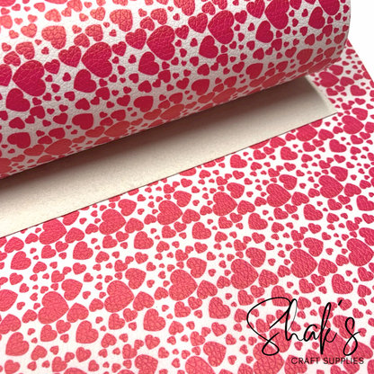 Pink Hearts Pebbled Vegan Leather Sheet
