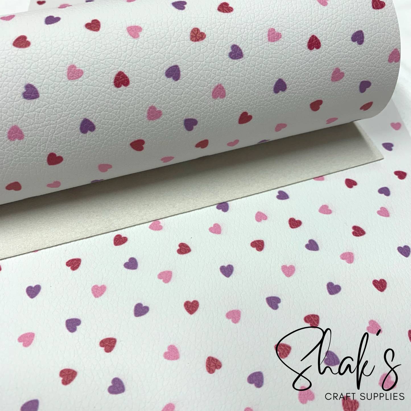 Sprinkled Hearts Pebbled Vegan Leather Sheet