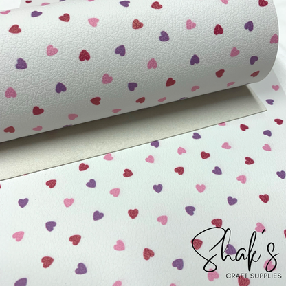 Sprinkled Hearts Pebbled Vegan Leather Sheet