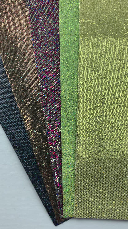 Honeycomb Laced Fine Glitter Canvas Faux Leather Fabric Sheets