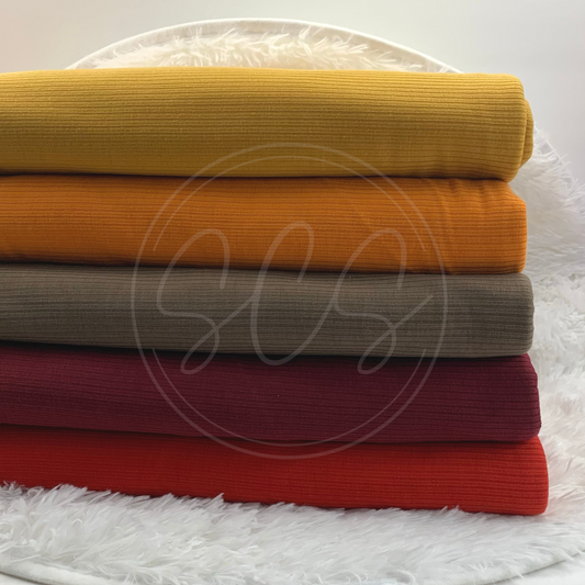 Fall Tones Rib Knit Stretch Fabric Strip, Half and Full Yards