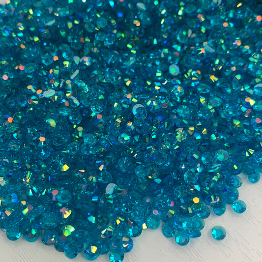 Clear Capri Blue AB | Premium Jelly Resin Rhinestones | Non Hotfix | 3mm, 4mm or 5mm | Flatback
