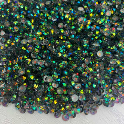 Clear Black Diamond AB | Premium Jelly Resin Rhinestones | Non Hotfix | 3mm, 4mm or 5mm | Flatback