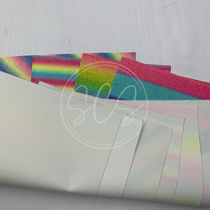 Ombré Fine Glitter Canvas Faux Leather Fabric Sheets