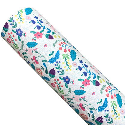 Floral Print Pebble Vegan Leather Sheet