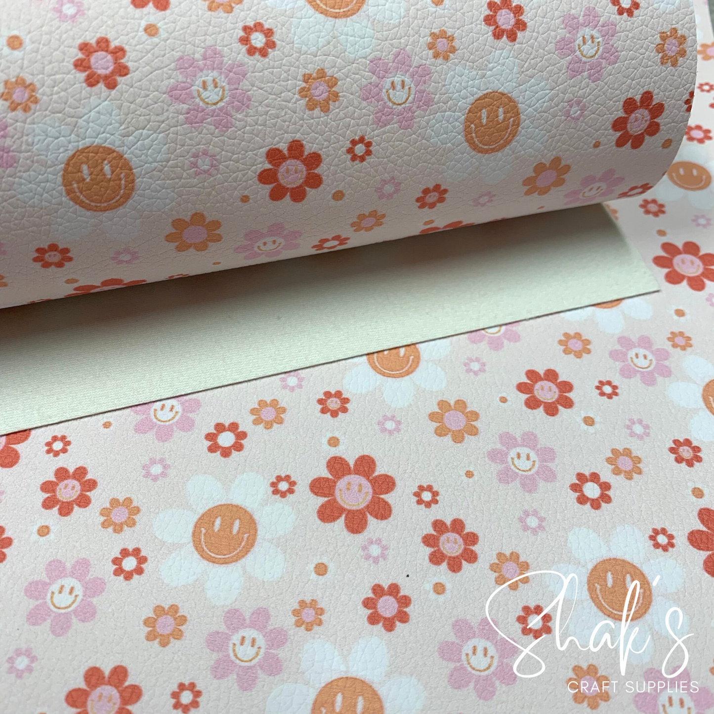 Muted Florals Print Pebble Vegan Leather Sheet