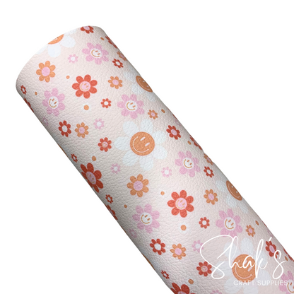 Muted Florals Print Pebble Vegan Leather Sheet