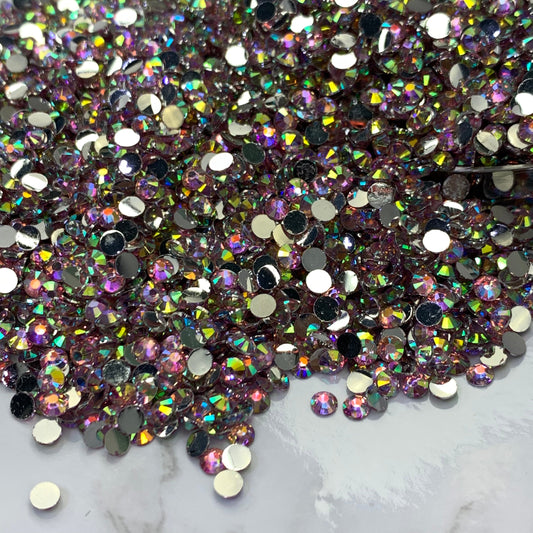 Light Pink AB | Premium Silver Bottom Resin Rhinestones | Non Hotfix | 3mm, 4mm or 5mm | Flatback