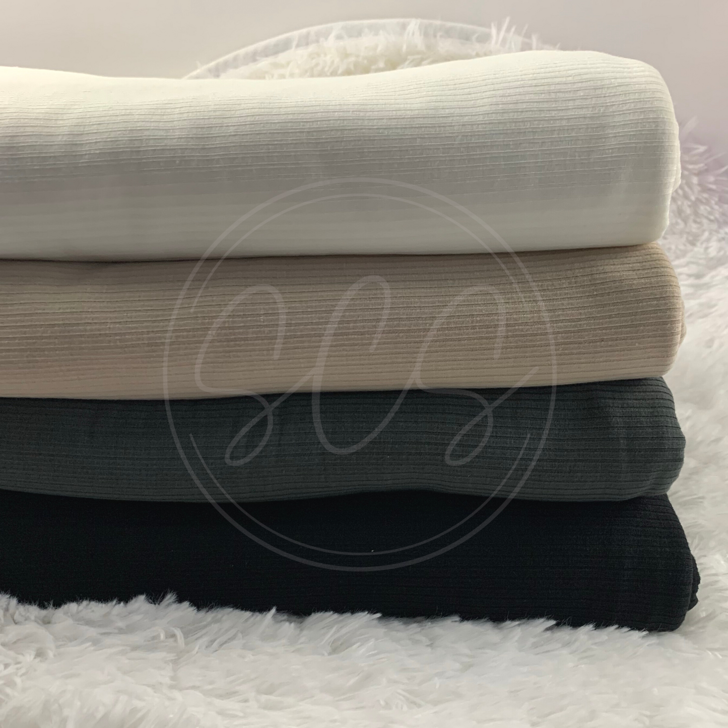 Neutral Tones Rib Knit Stretch Fabric Strip, Half and Full Yards