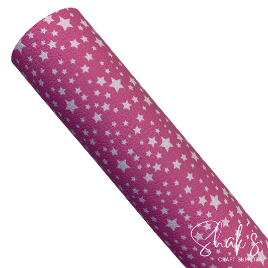 Pink Stars Medium Scale Pebble Vegan Leather Sheet