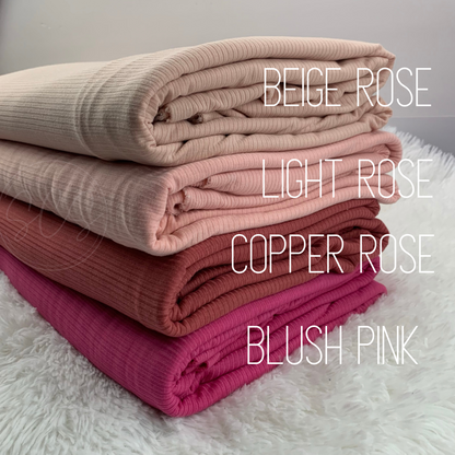 Pink Tones Rib Knit Stretch Fabric Strip, Half and Full Yards