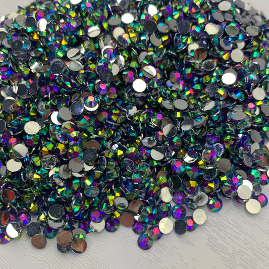 Dark Amethyst AB | Premium Silver Bottom Resin Rhinestones | Non Hotfix | 3mm, 4mm or 5mm | Flatback