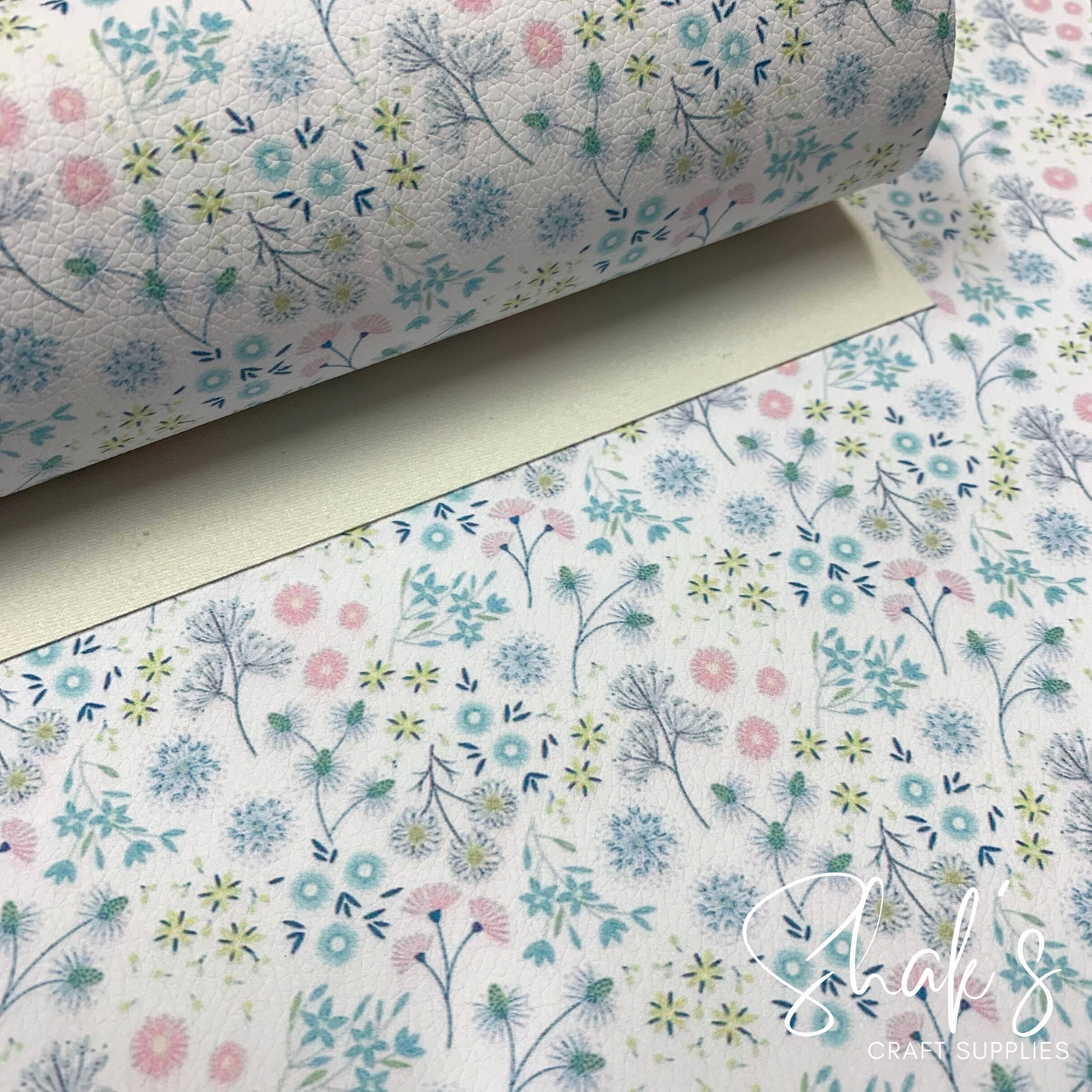 Florals Print Pebble Vegan Leather Sheet
