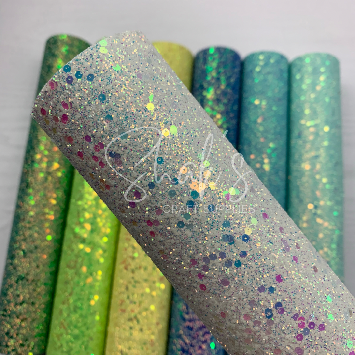 Iridescent Sequin Chunky Glitter Faux Leather