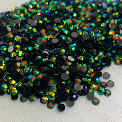 Black AB, Premium Jelly Resin Rhinestones, Non Hotfix