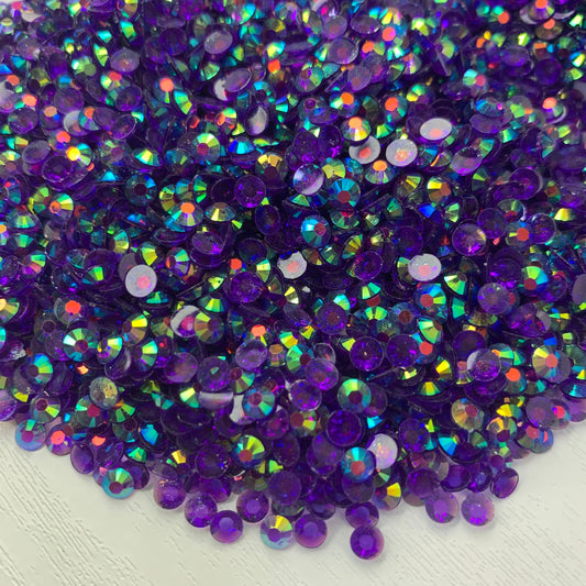 Clear Dark Amethyst AB | Premium Jelly Resin Rhinestones | Non Hotfix | 3mm, 4mm or 5mm | Flatback