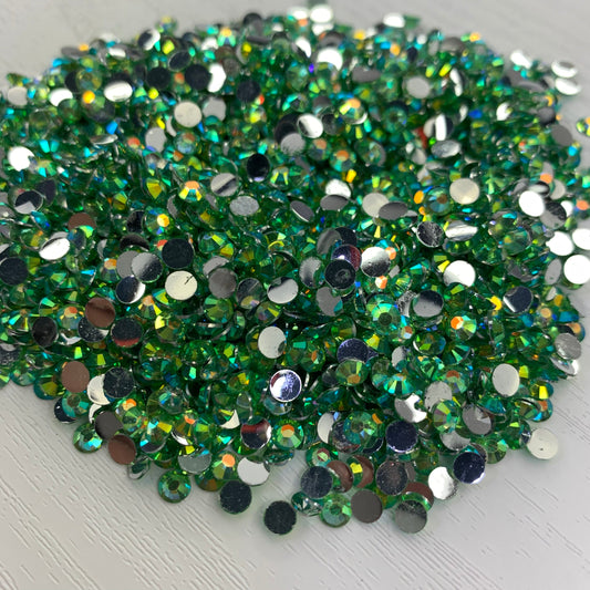 Peridot AB | Premium Silver Bottom Resin Rhinestones | Non Hotfix | 3mm, 4mm or 5mm | Flatback