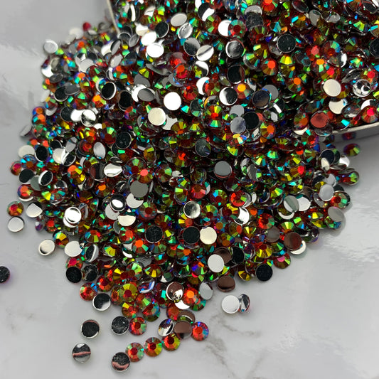 Siam AB | Premium Silver Bottom Resin Rhinestones | Non Hotfix | 3mm, 4mm or 5mm | Flatback