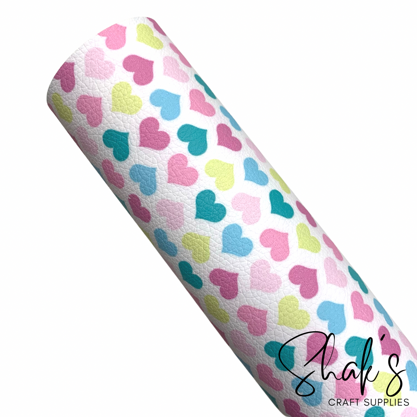 Hearts Multicolor Pebbled Vegan Leather Sheet