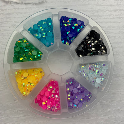 Mini Bling Box | Resin Rhinestones 8 Colors AB Jelly Flatbacks  | Non Hot Fix