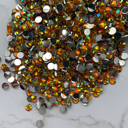 Orange AB | Premium Silver Bottom Resin Rhinestones | Non Hotfix | 3mm, 4mm or 5mm | Flatback