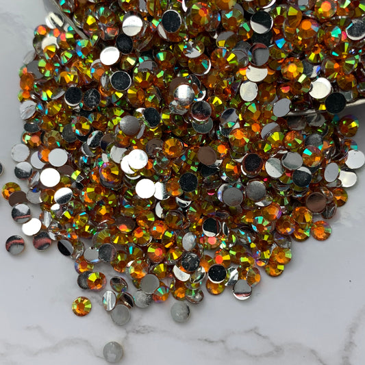 Orange AB | Premium Silver Bottom Resin Rhinestones | Non Hotfix | 3mm, 4mm or 5mm | Flatback