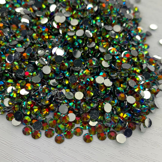 Dark Siam AB | Premium Silver Bottom Resin Rhinestones | Non Hotfix | 3mm, 4mm or 5mm | Flatback