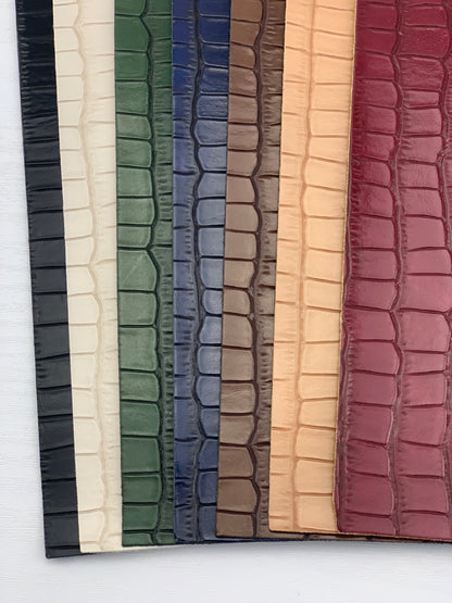 Brown Alligator Textured Embossed Faux Leather Sheet