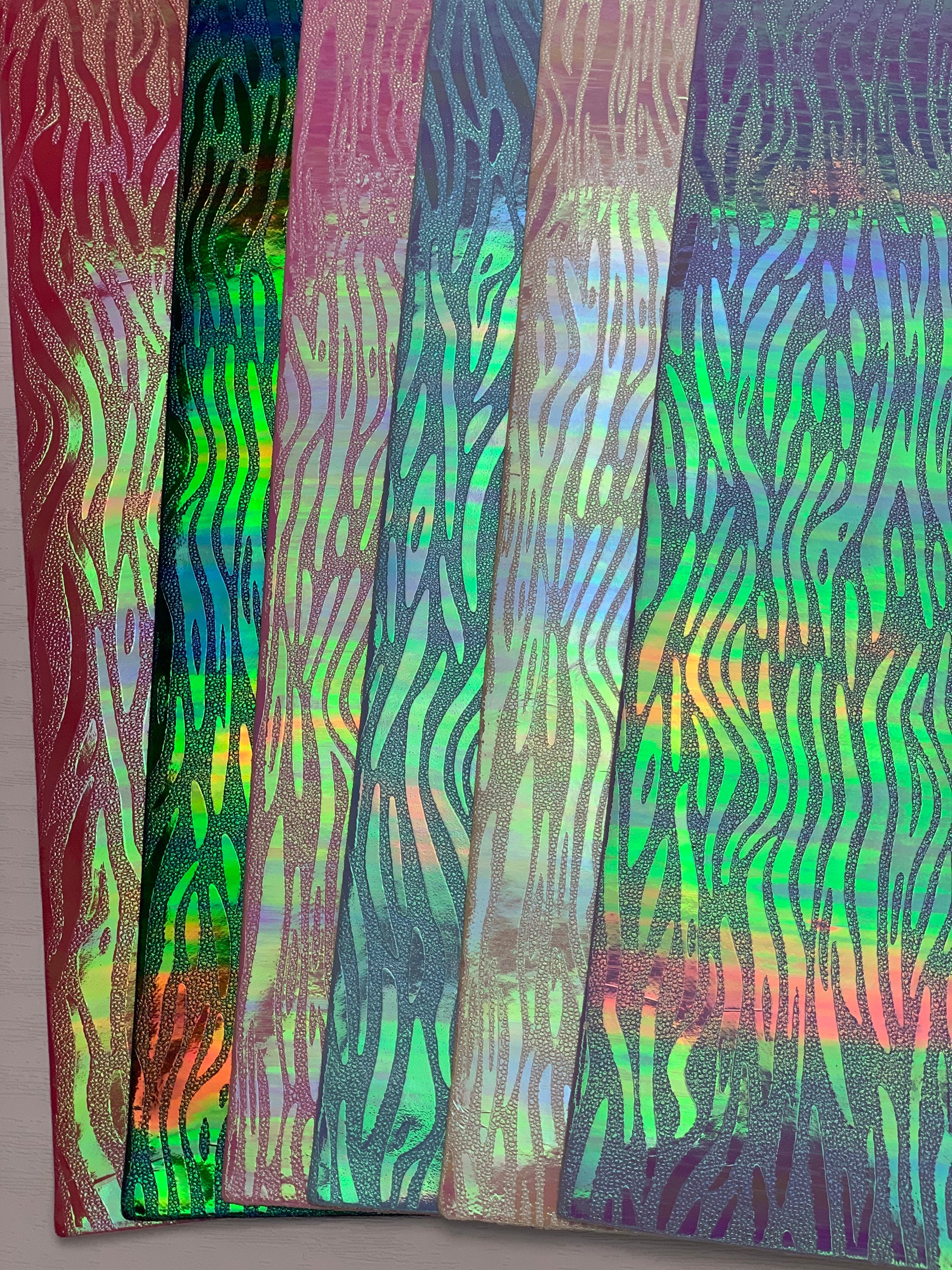 Blue Zebra Holographic Textured Embossed Faux Leather Sheet