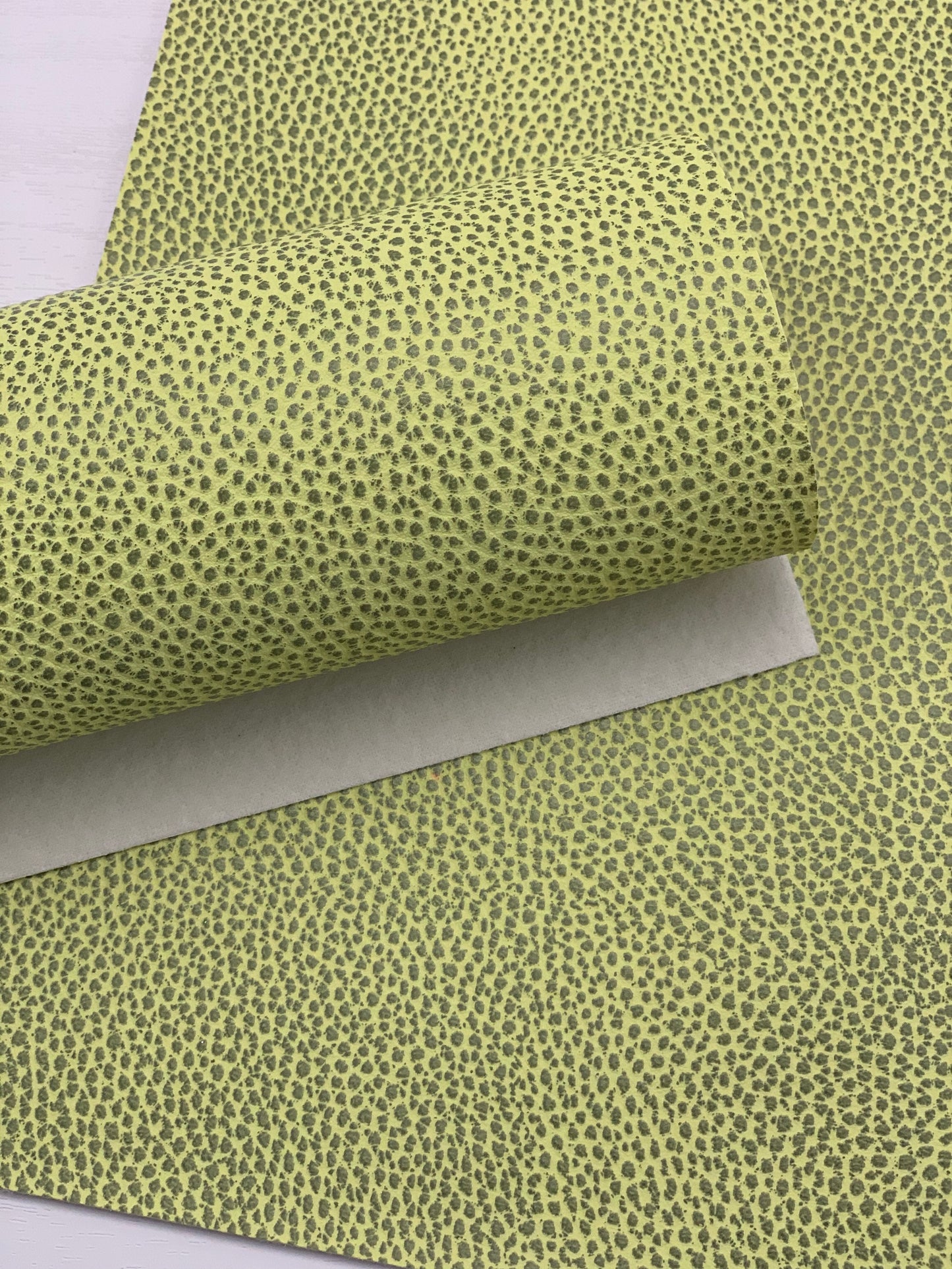 Green Yellow Pebbles Textured Embossed Faux Leather Sheet