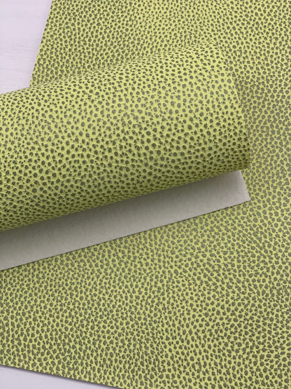 Green Yellow Pebbles Textured Embossed Faux Leather Sheet