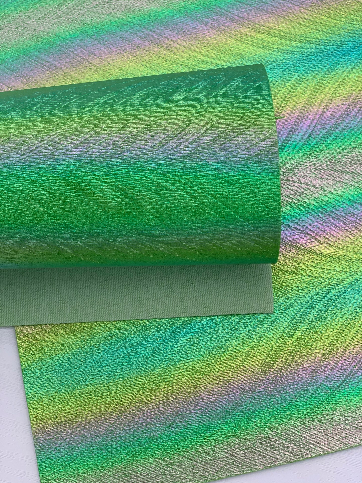 Holographic Leaves Textured Embossed Faux Leather Sheet