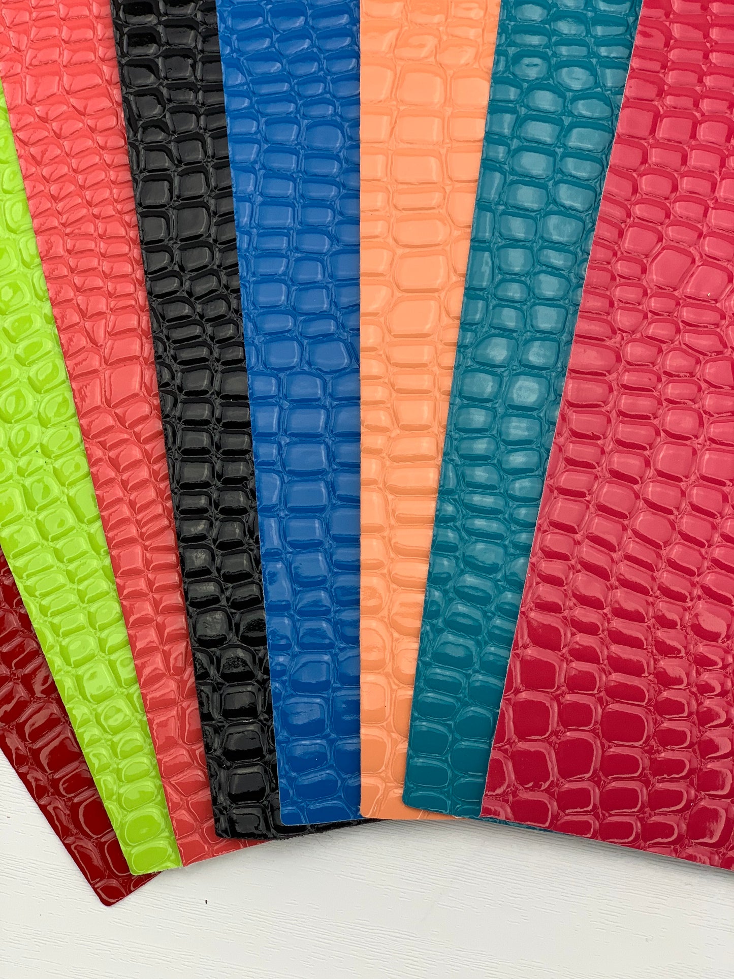 Pink Crocodile Alligator Glossy Textured Embossed Faux Leather Sheet