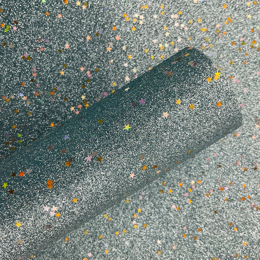 Gold Sequin Stars Blue Fine Glitter