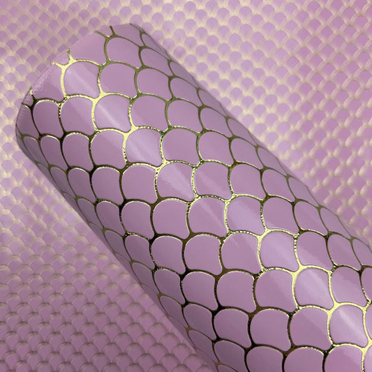 Embossed Fish Scales Smooth Glossy Faux Leather