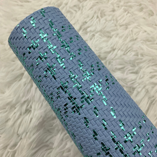 Blue Basket Weave Textured Faux Leather