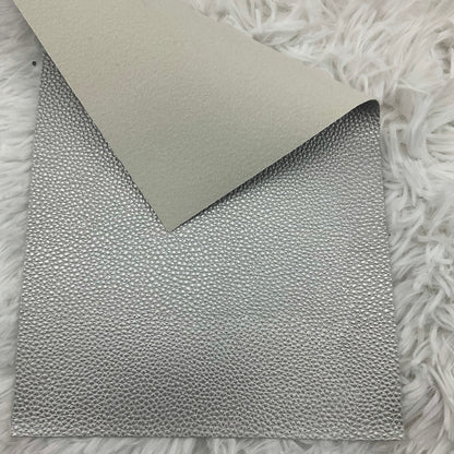 Silver Pebbled Litchi Faux Leather Sheet
