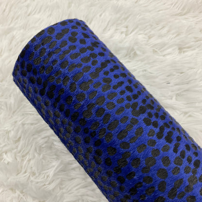 Navy Blue Dalmatian Faux Fur Super Flexible Thin Canvas Fabric Sheet