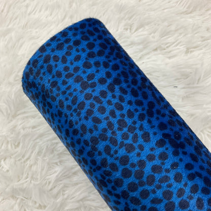 Royal Blue Dalmatian Faux Fur Super Flexible Thin Canvas Fabric Sheet